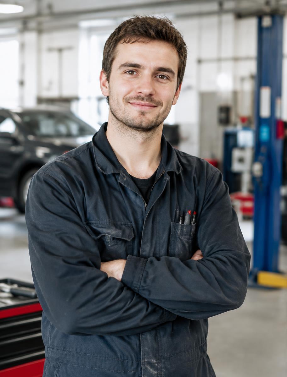 Mechaniker des Autohaus Felbermair in der Werkstatt